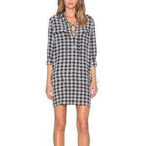 Equipment Knox Lace Up Plaid Silk Shirt Dress